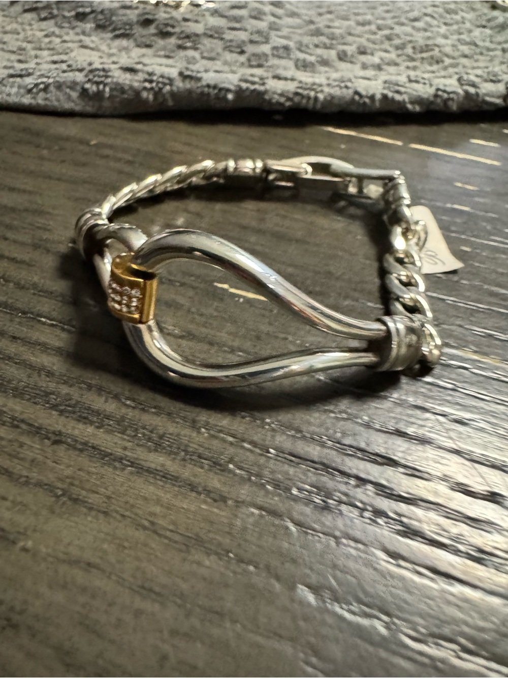 Brighton Silver Twist Bracelet with Gold Accent